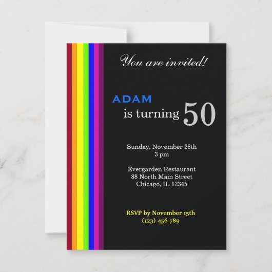 Regenboog 50ste verjaardag kaart (Voorkant)