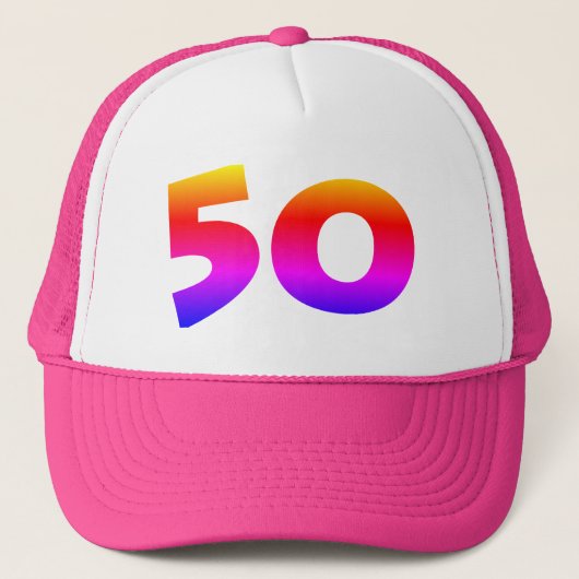 Regenboog 50ste verjaardagsfeestje trucker pet (Voorkant)