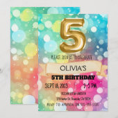 Regenboog 5 Jaar Oud 5e Verjaardagspartij Meisjes  Kaart (Voorkant / Achterkant)
