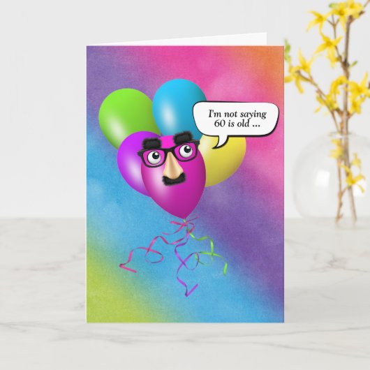 Regenboog 60ste Verjaardagsballonnen met Oogbollen Kaart (Gele Bloem)