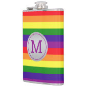 Regenboog 6 Stripe Gay Pride Monogram Initiaal Heupfles (Links)