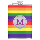 Regenboog 6 Stripe Gay Pride Monogram Initiaal Heupfles (Voorkant)