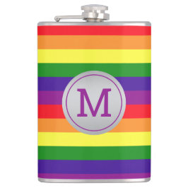 Regenboog 6 Stripe Gay Pride Monogram Initiaal Heupfles