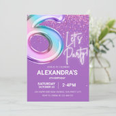 Regenboog 6e Verjaardagsfeestje Meisje Folie Ballo Kaart (Staand voorkant)