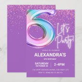 Regenboog 6e Verjaardagsfeestje Meisje Folie Ballo Kaart (Voorkant / Achterkant)