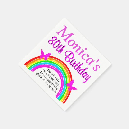  REGENBOOG 80E VERJAARDAG GEPERSONALISEERDE SERVET (Hoek)