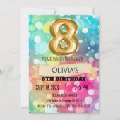 Regenboog 8 Jaar Oud 8e Verjaardagspartij Meisjes  Kaart (Voorkant)