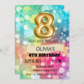 Regenboog 8 Jaar Oud 8e Verjaardagspartij Meisjes  Kaart (Voorkant / Achterkant)