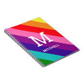 Regenboog 8 Streep Monogram Naam Trots Notitieboek (Rechterzijde)