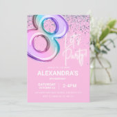 Regenboog 8e Verjaardagsfeestje Meisje Folie Ballo Kaart (Staand voorkant)