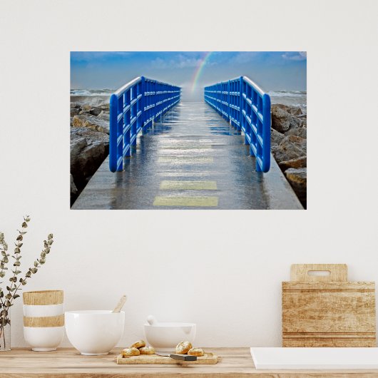 Regenboog aan het uiteinde van de pier poster (Keuken)
