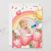 Regenboog Aardbei Eerste 1e Feest Verjaardag Kaart (Achterkant)