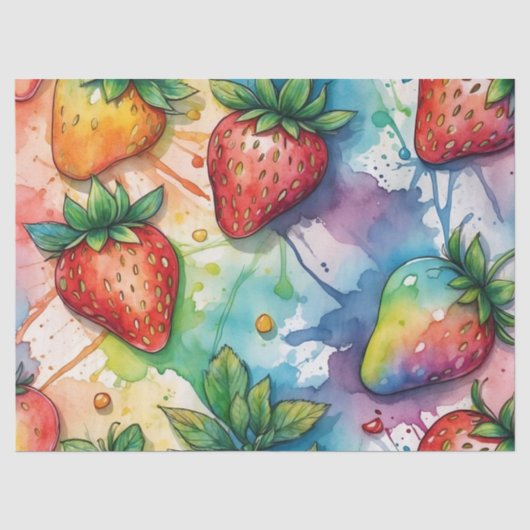 Regenboog Aardbeien Decoupage Tissuepapier (Voorkant)