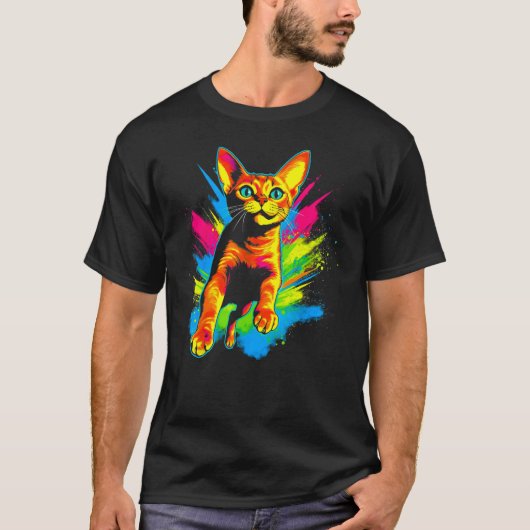 Regenboog Abessijnse Kat T-shirt (Voorkant)