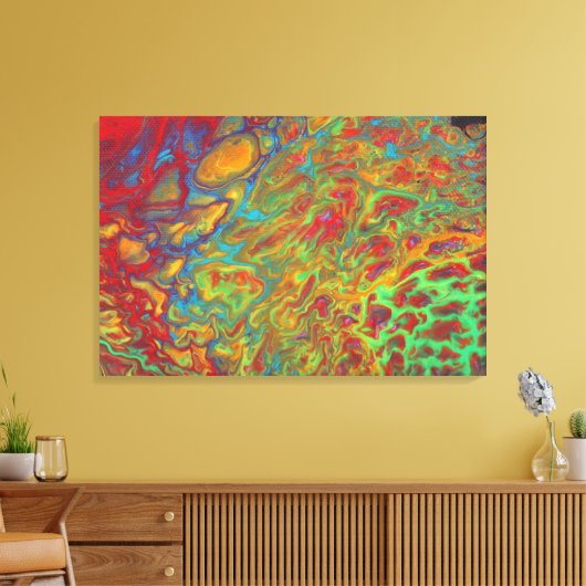 Regenboog Abstract Acryl Giet Print (Insitu (Woonkamer))
