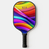 Regenboog Abstract Art Monogram Pickleball Paddle (Voorkant)