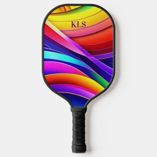 Regenboog Abstract Art Monogram Pickleball Paddle (Voorkant)