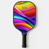 Regenboog Abstract Art Monogram Pickleball Paddle (Achterkant)