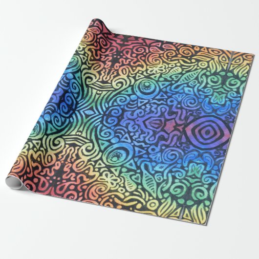 Regenboog Abstract Cadeaupapier (Uitgerold)