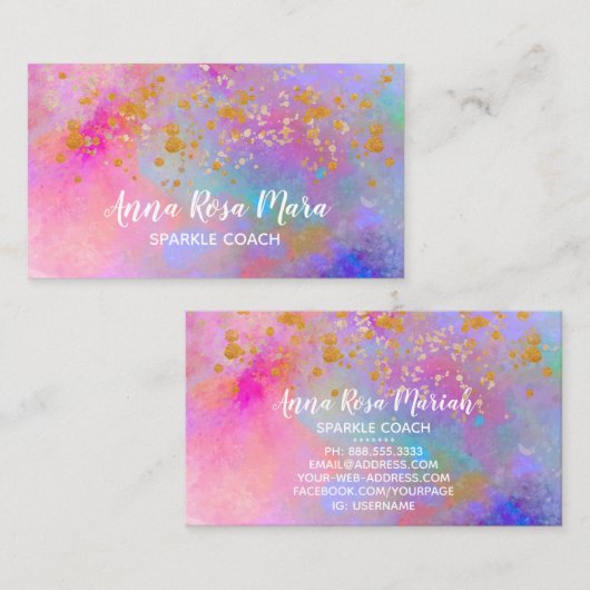 *~* Regenboog Abstract goudglitter Visitekaartje (Voorkant / Achterkant)