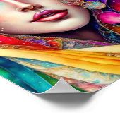 Regenboog, Abstract, Kaleidoscoop, mooie vrouw Poster (Hoek)