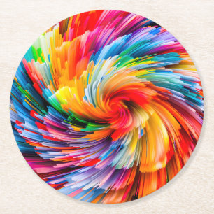 Regenboog Abstract Levendig Draaien Modern Ronde Kartonnen Onderzetter