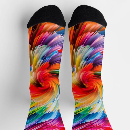 Regenboog Abstract Levendig Draaien Modern Sokken (Top)
