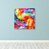 Regenboog Abstract Levendige Draaikolk Modern Canvas Afdruk (Insitu (Houten vloer))