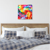 Regenboog Abstract Levendige Draaikolk Modern Canvas Afdruk (Insitu (Slaapkamer))