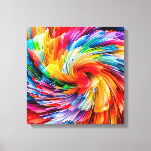 Regenboog Abstract Levendige Draaikolk Modern Canvas Afdruk (Voorkant)
