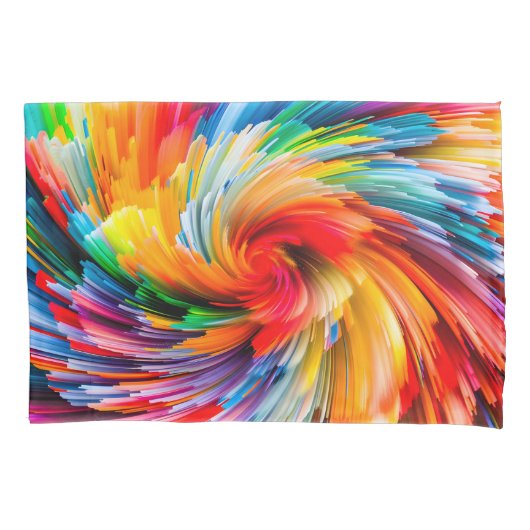 Regenboog Abstract Levendige Draaikolk Modern Kussensloop (Voorkant)