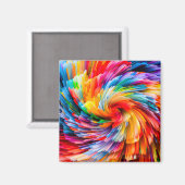 Regenboog Abstract Levendige Draaikolk Modern Magneet (Voorkant / Achterkant)