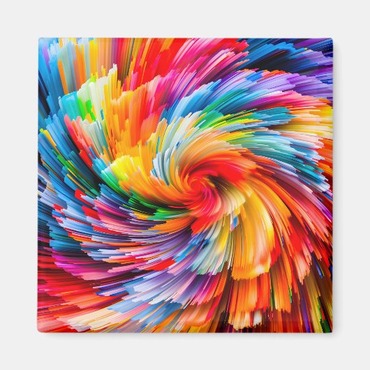 Regenboog Abstract Levendige Draaikolk Modern Magneet (Voorkant)