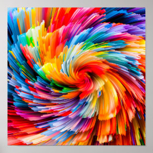 Regenboog Abstract Levendige Draaikolk Modern Poster