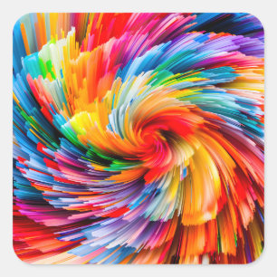 Regenboog Abstract Levendige Draaikolk Modern Vierkante Sticker