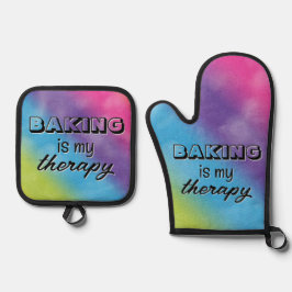 Regenboog Abstract met leuke quote Ovenwant & Pannenlap Set