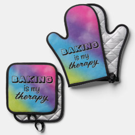 Regenboog Abstract met leuke quote Ovenwant & Pannenlap Set