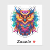 Regenboog Abstract Uil Kleurrijke Waterverf Kunstw Sticker (Vel)