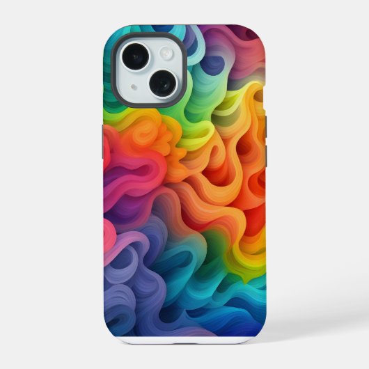 Regenboog Abstracte golven iPhone 15 Case (Achterkant)