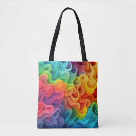 Regenboog Abstracte golven Tote Bag