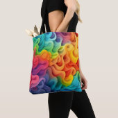 Regenboog Abstracte golven Tote Bag (Dichtbij)