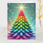 Regenboog Abstracte kerstboom Kaart (Gele Bloem)
