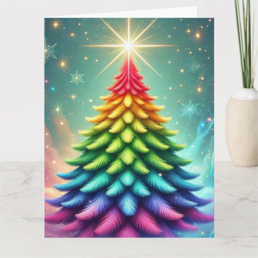 Regenboog Abstracte kerstboom Kaart (Voorkant)