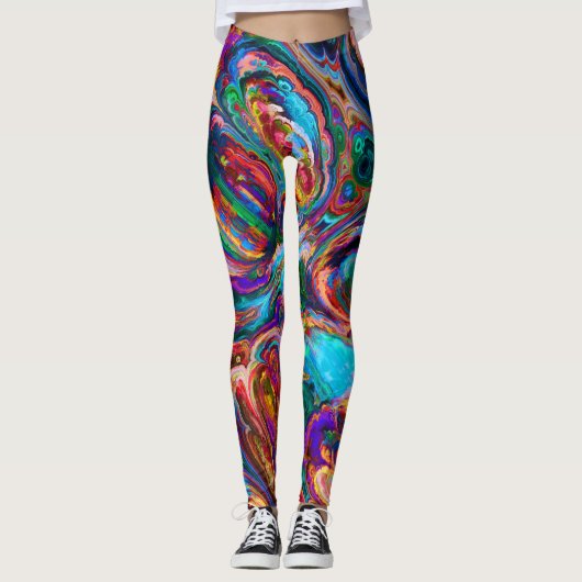regenboog abstracte leggings (Voorkant)