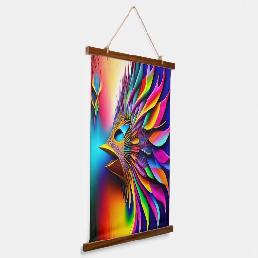 Regenboog Abstracte vogelkleurexplosie Hangend Wandkleed (Gebogen)