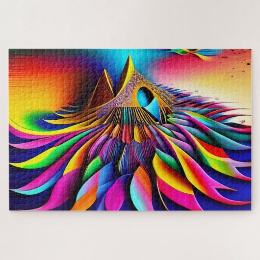 Regenboog Abstracte vogelkleurexplosie Legpuzzel (Horizontaal)