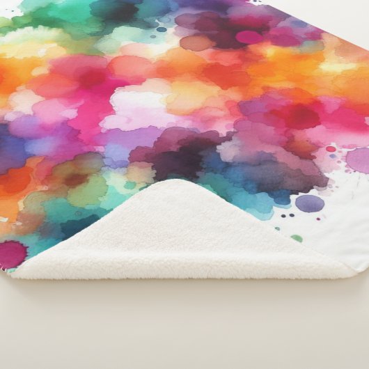 Regenboog: Abstracte Waterverf explosie Sherpa Deken (3/4)