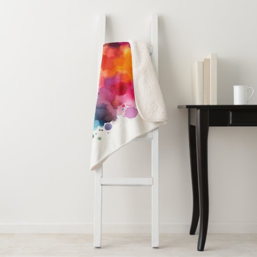 Regenboog: Abstracte Waterverf explosie Sherpa Deken (In situ)