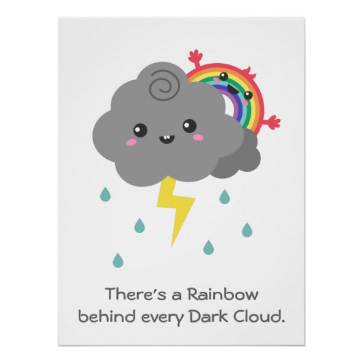 Regenboog Achter Elke Donkere Wolk Poster (Voorkant)