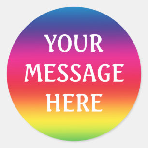 Regenboog achtergrond - Pas je eigen aan Ronde Sticker
